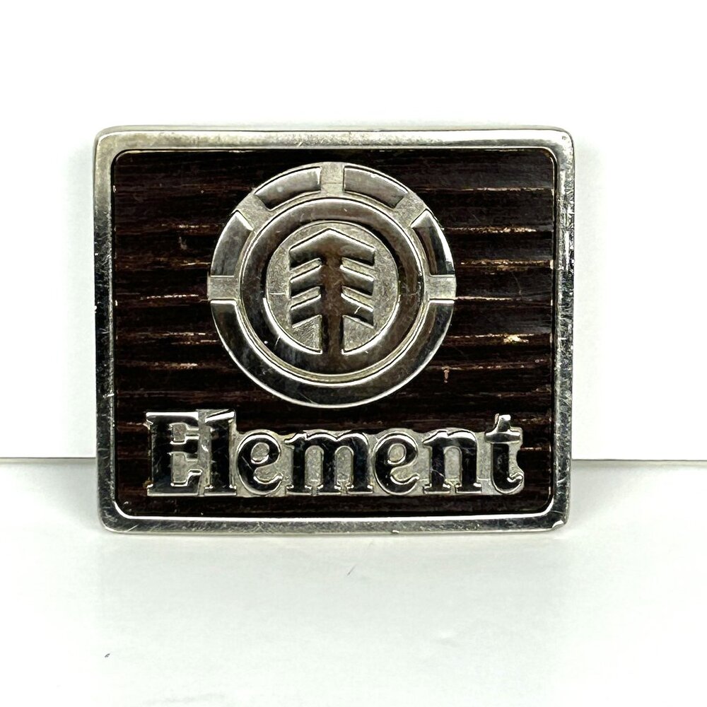 Element Belt Buckle Mens Metal Skateboarding Brown Silver 3"x2.5"